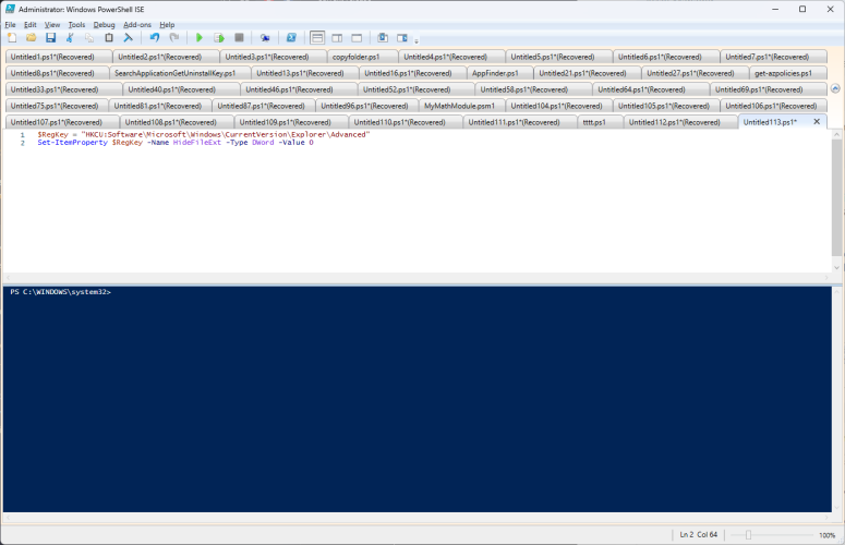Turn on filename extensions with PowerShell – Alexandru Marin
